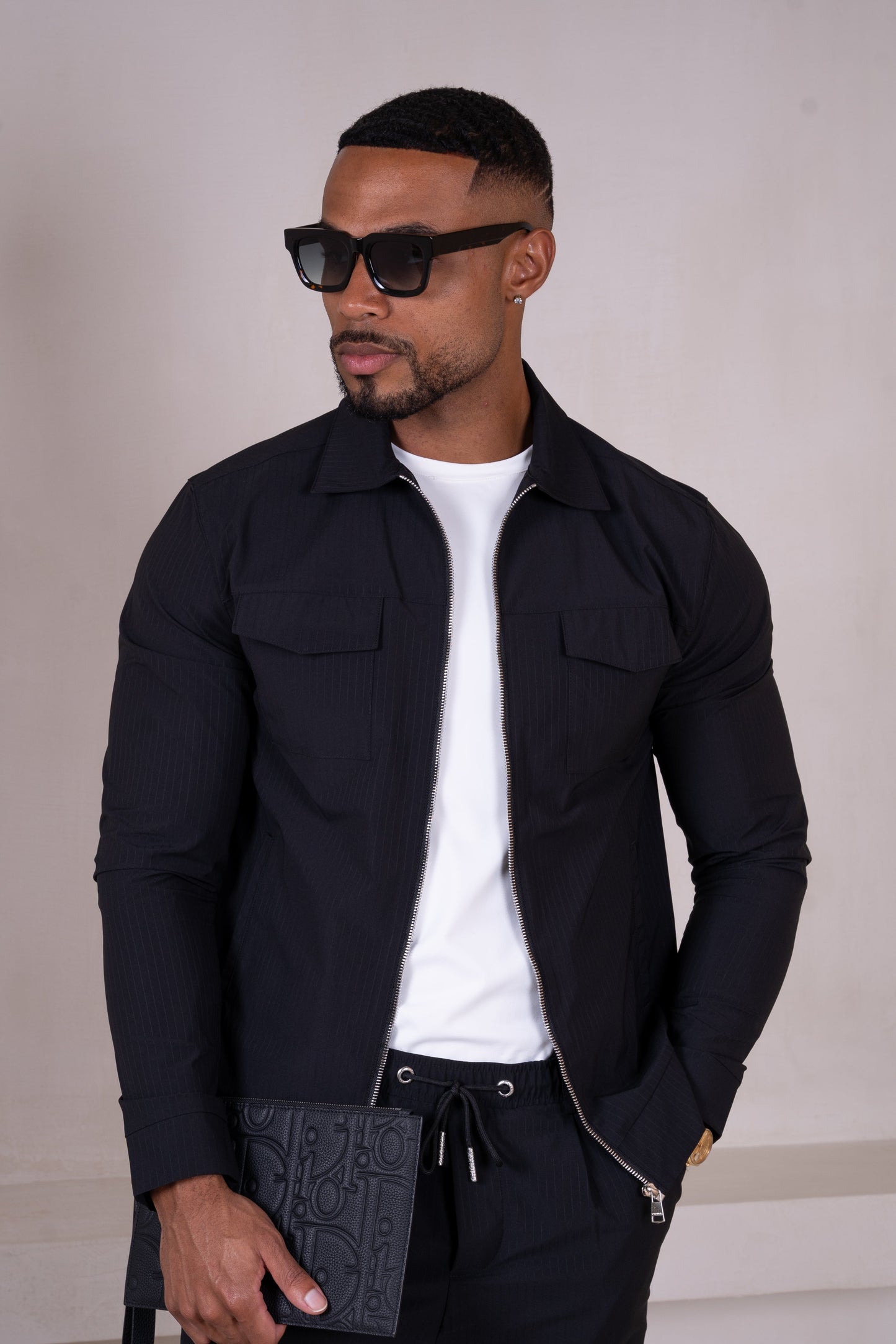 Pinstripe Pants - Black