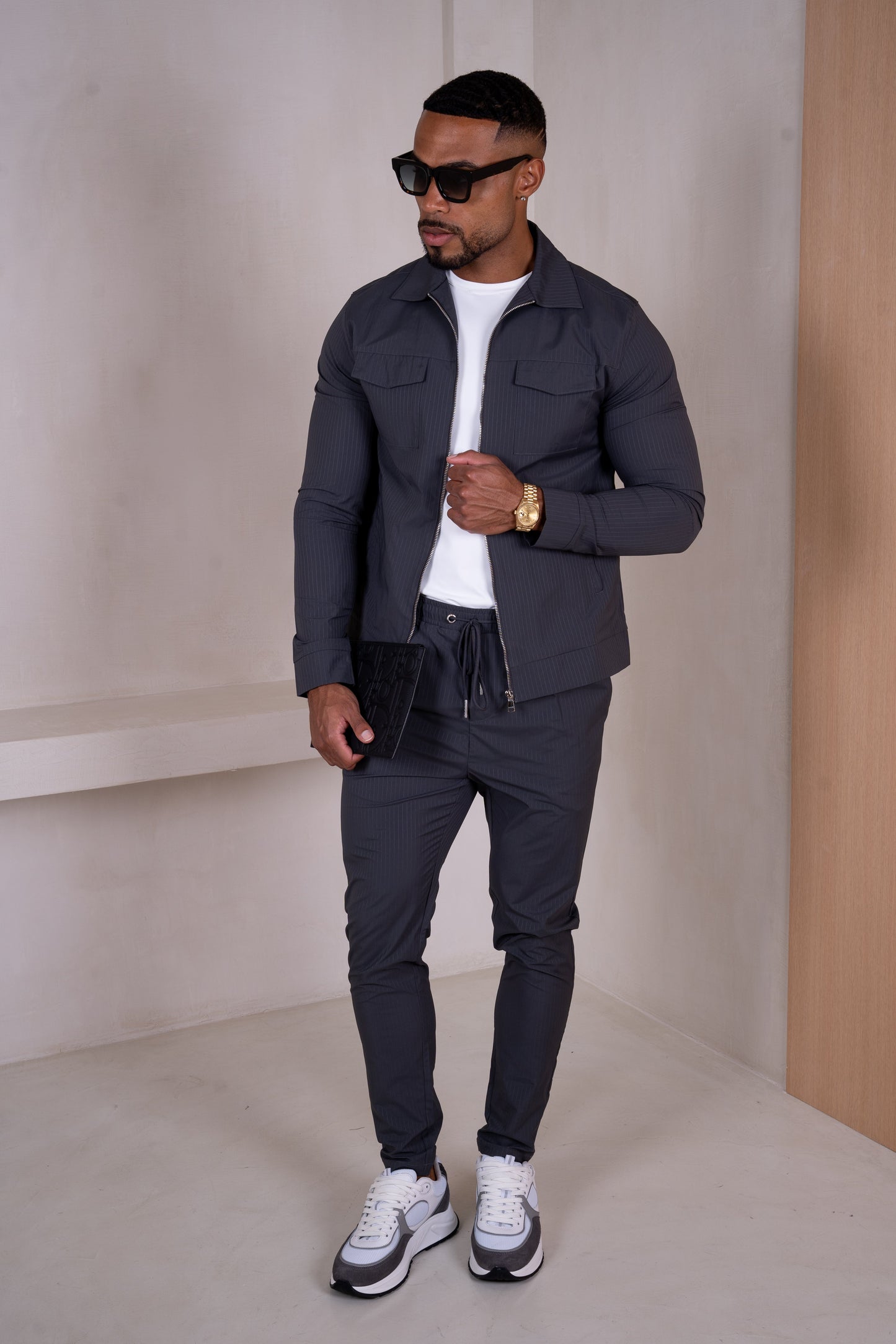 Pinstripe Pants - Charcoal