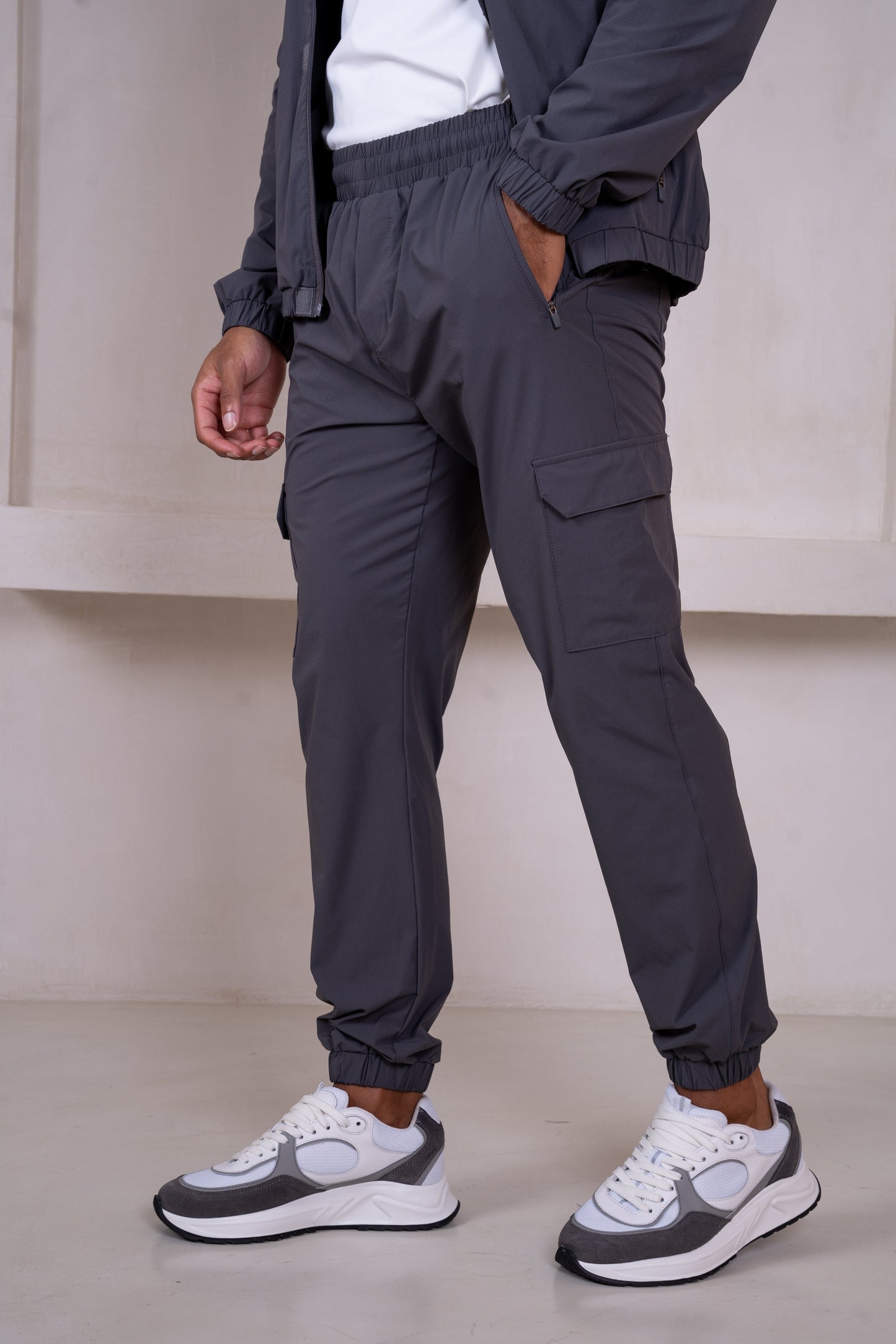 Technical V3 Cargo Windbreaker Jacket - Charcoal