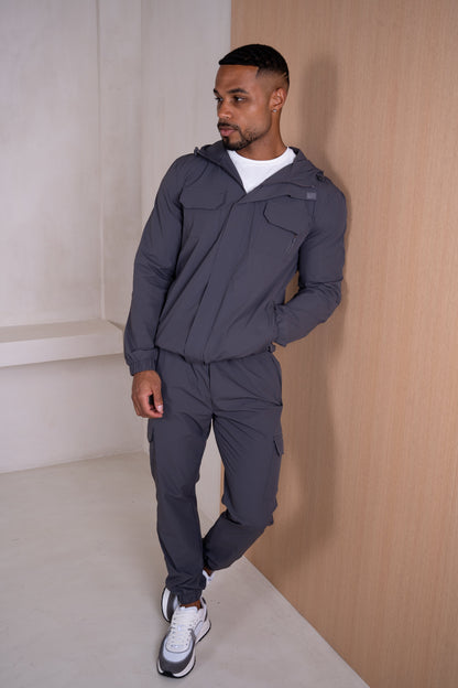 Technical V3 Cargo Windbreaker Jacket - Charcoal