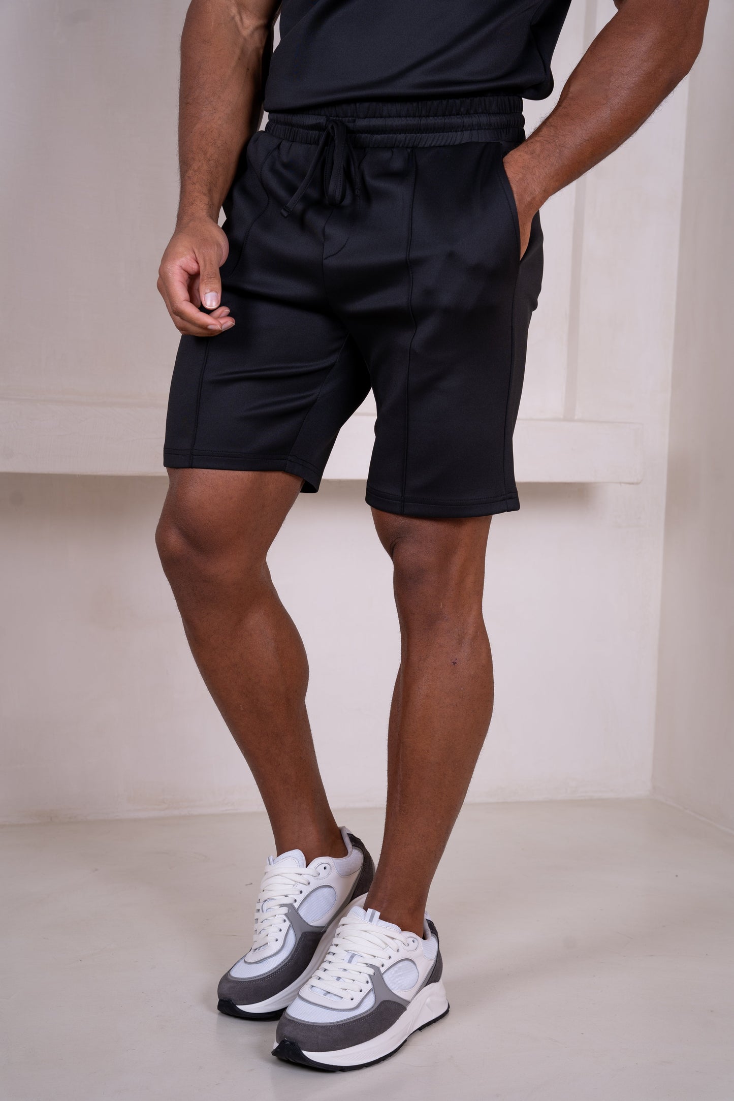 Premium Scuba Pintuck Shorts - Black