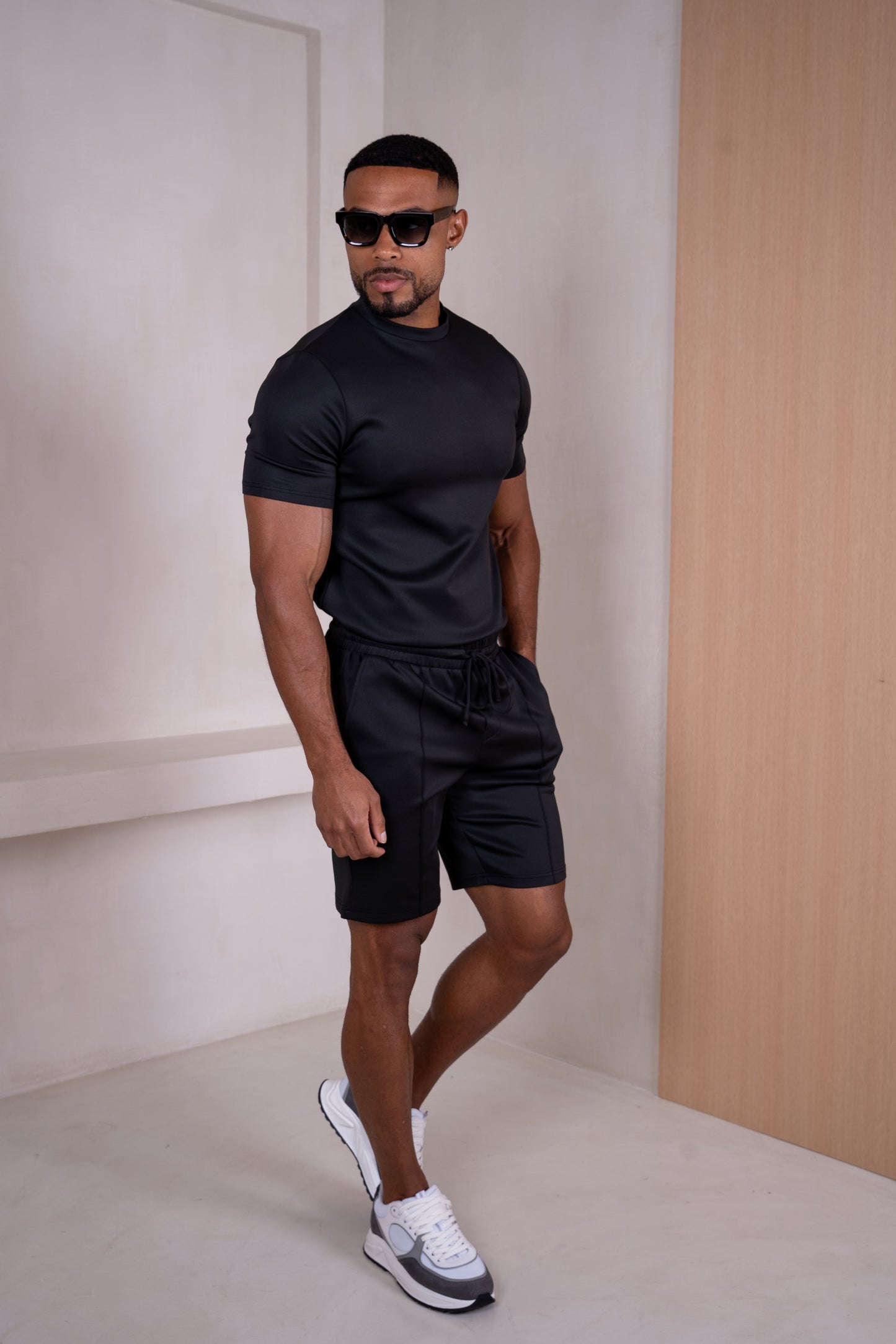 Premium Scuba Pintuck Shorts - Black