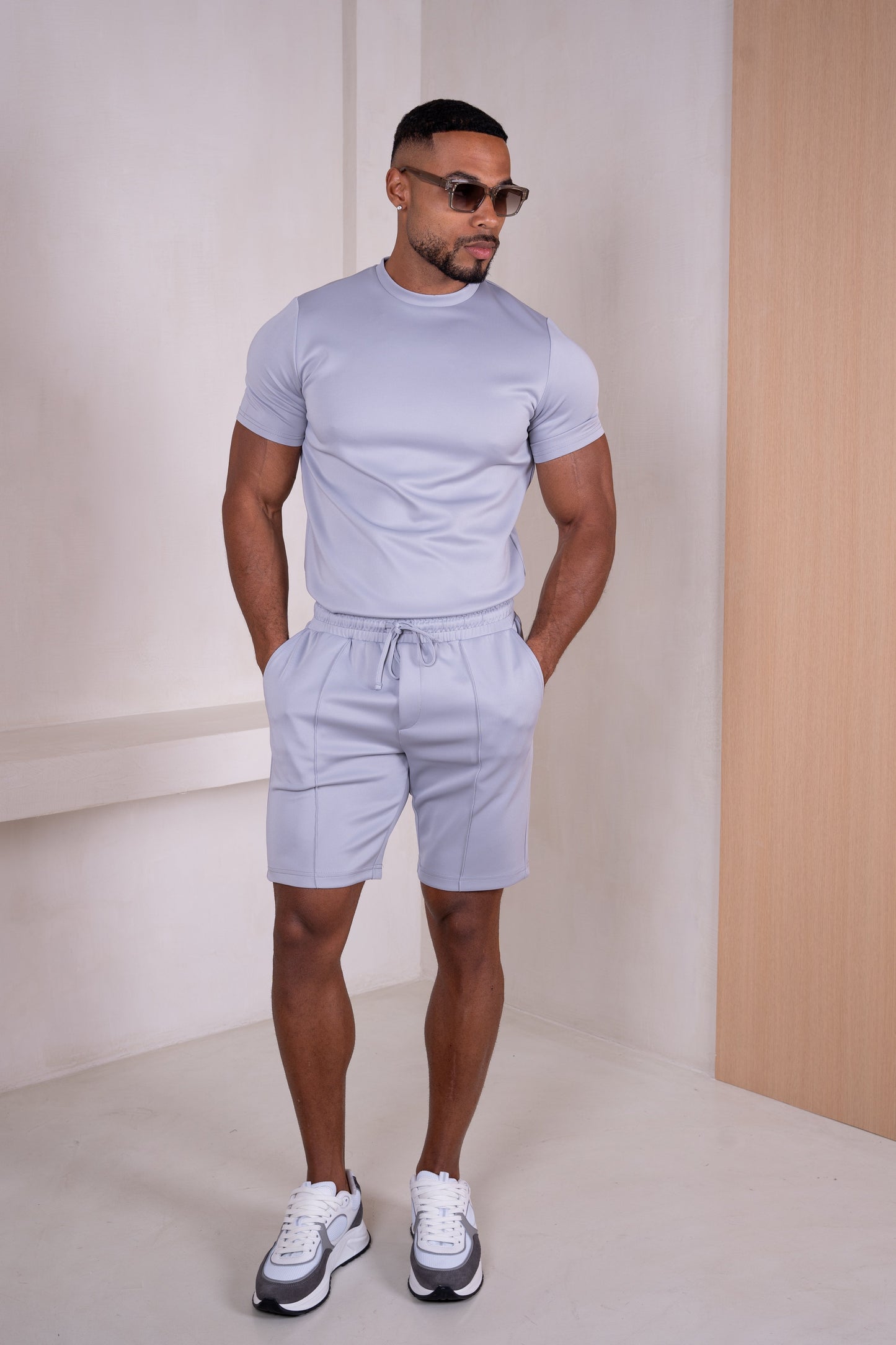 Premium Scuba Pintuck Shorts - Grey