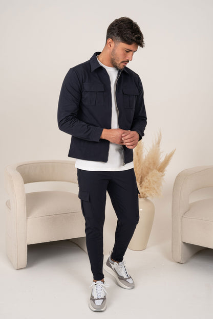 Premium Cargo Utility Jacket - Navy