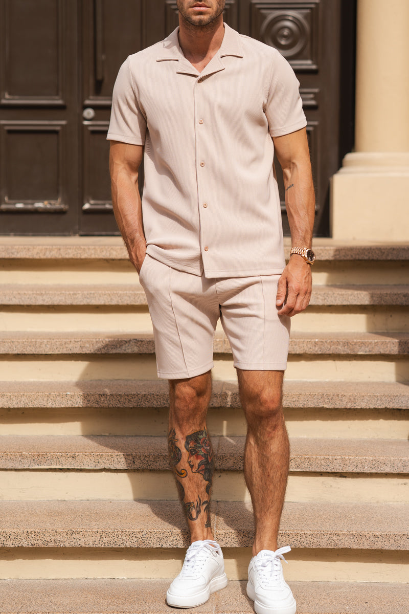 Pleated Slim Fit T-Shirt - Taupe